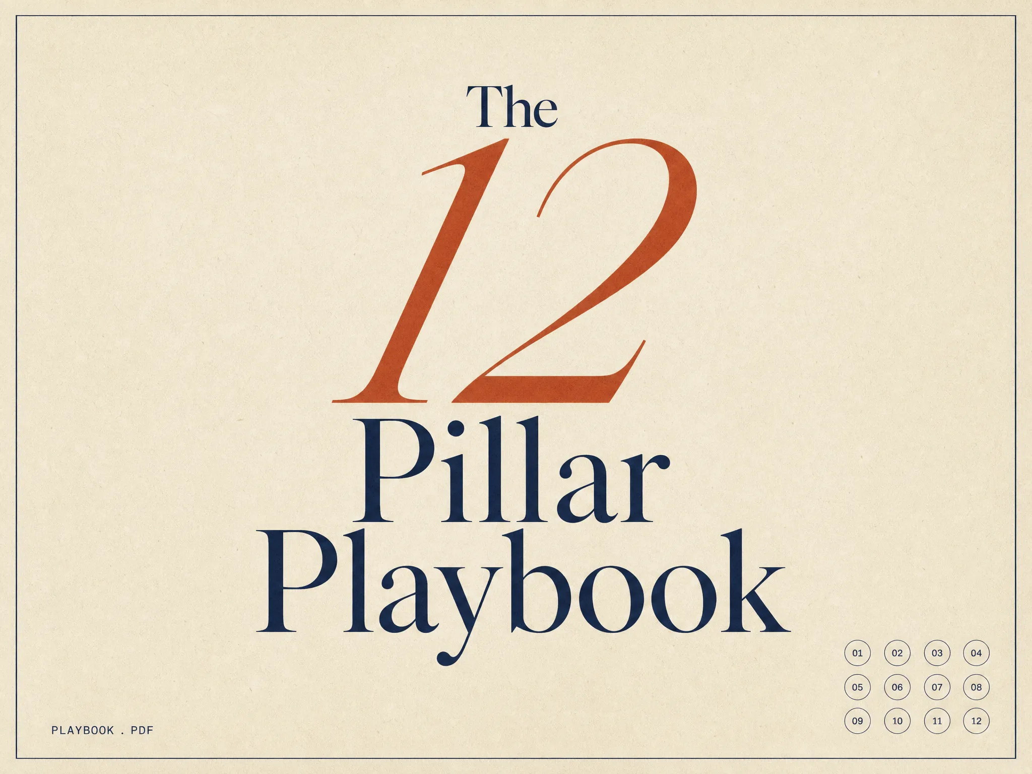 Editorial cover for the 12-Pillar Implementation Playbook
