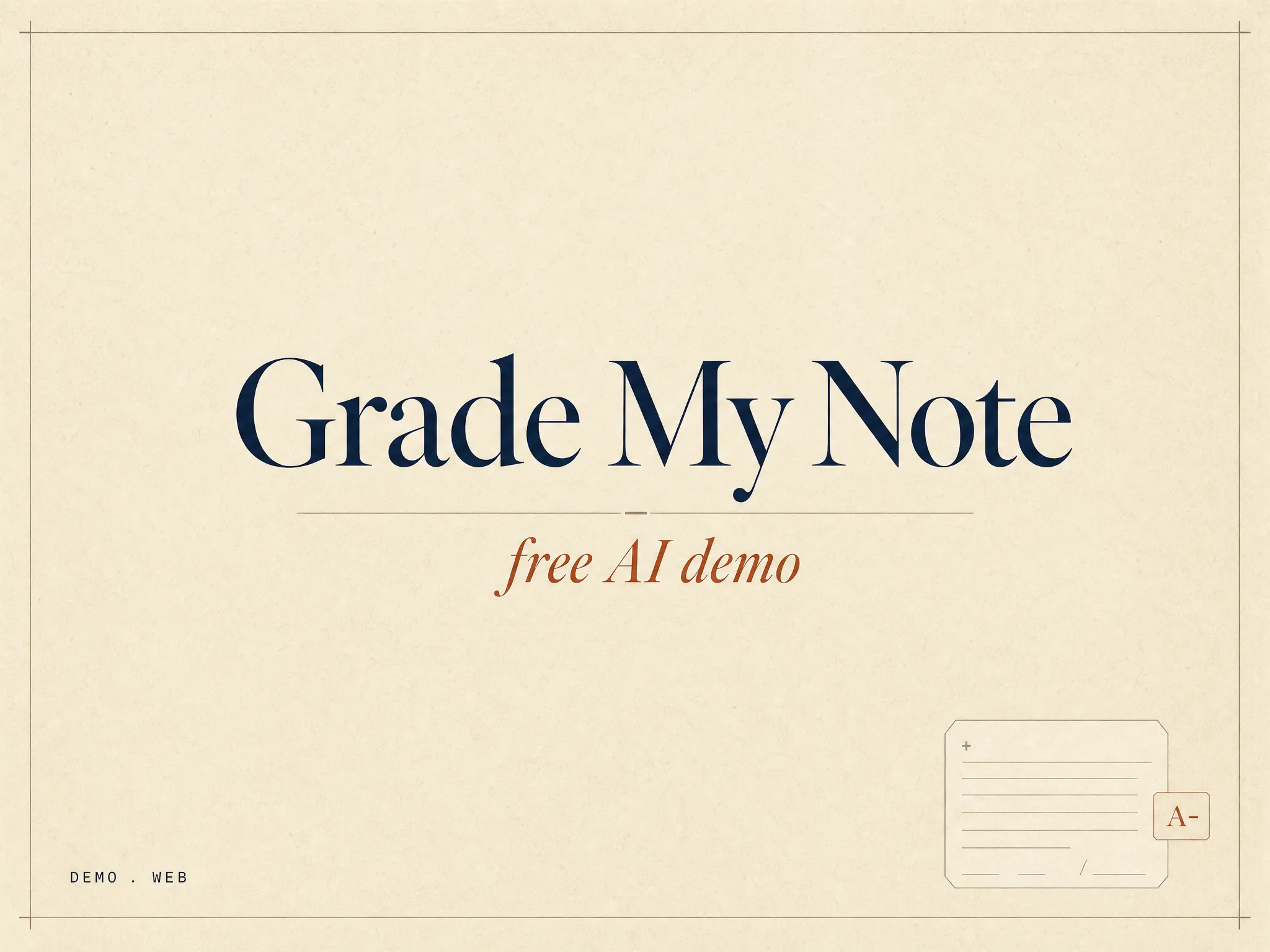 Editorial cover for the Grade My Note service